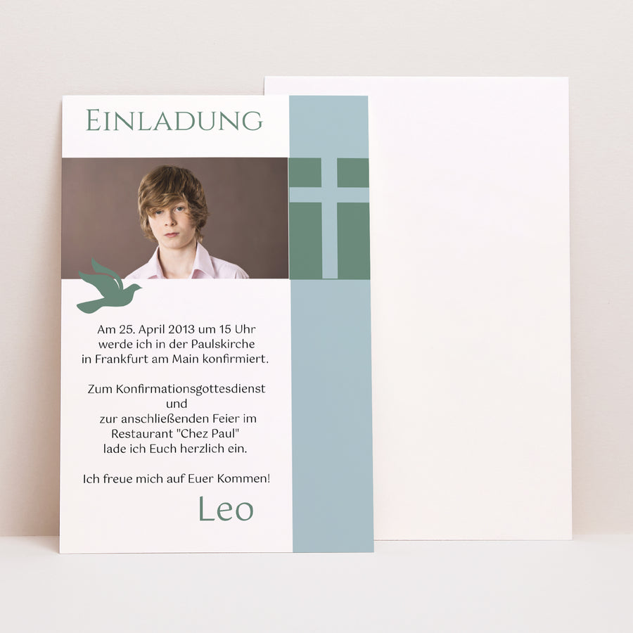 Einladungskarte Kommunion PortraitPorträt Heiliges Datum foto