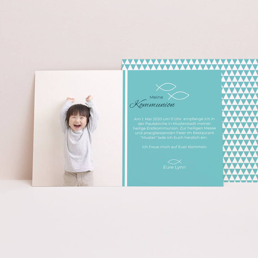 Einladungskarte Kommunion Landschaft Wunderbarer Fischfang foto