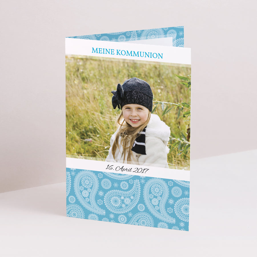 Einladungskarte Kommunion Doppelter Porträtflügel Mediterranean at the heart foto