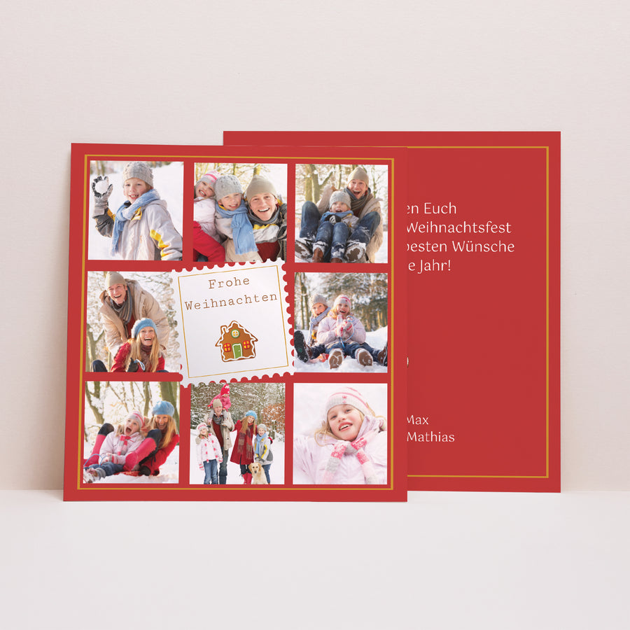 Weihnachtskarte Weihnachten Quadrat Jahresrückblick - Rot foto