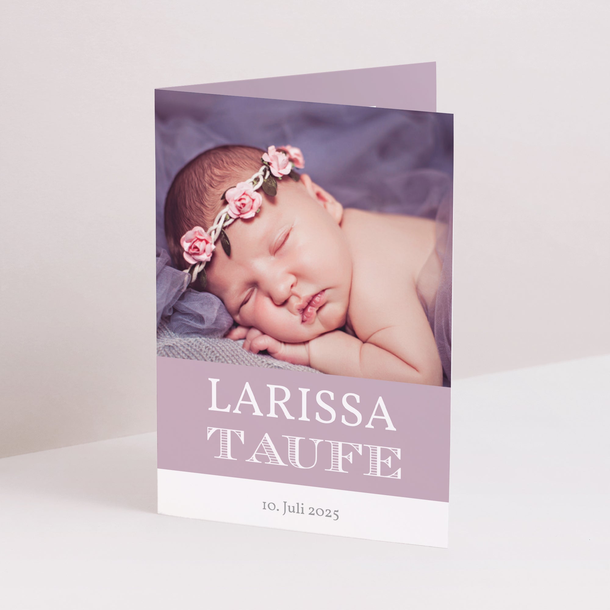 Taufeinladung Doppelter Porträtflügel Buchdruck foto N° 1