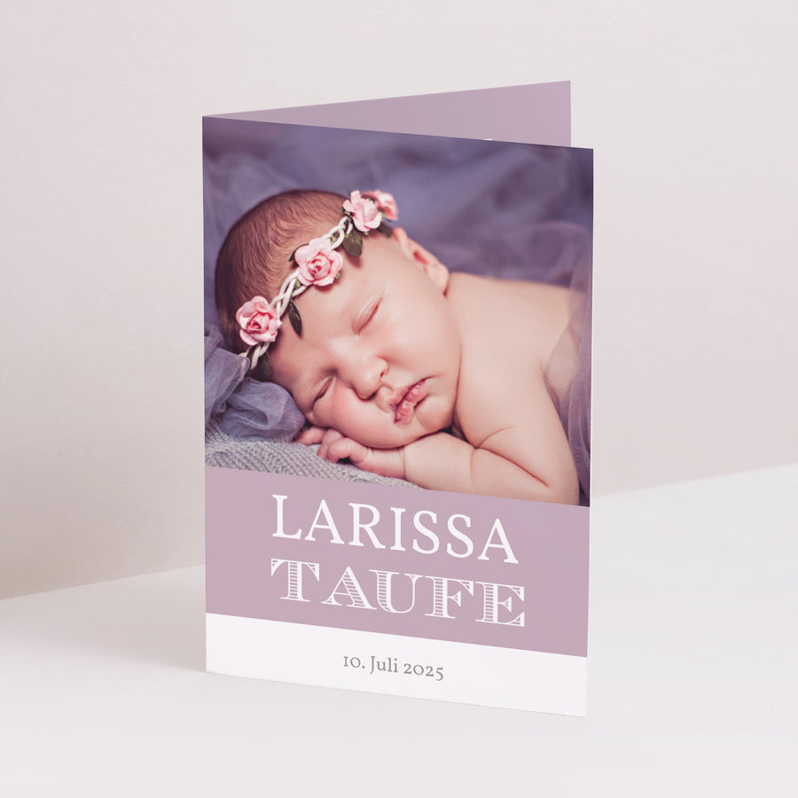 Taufeinladung Doppelter Porträtflügel Buchdruck foto