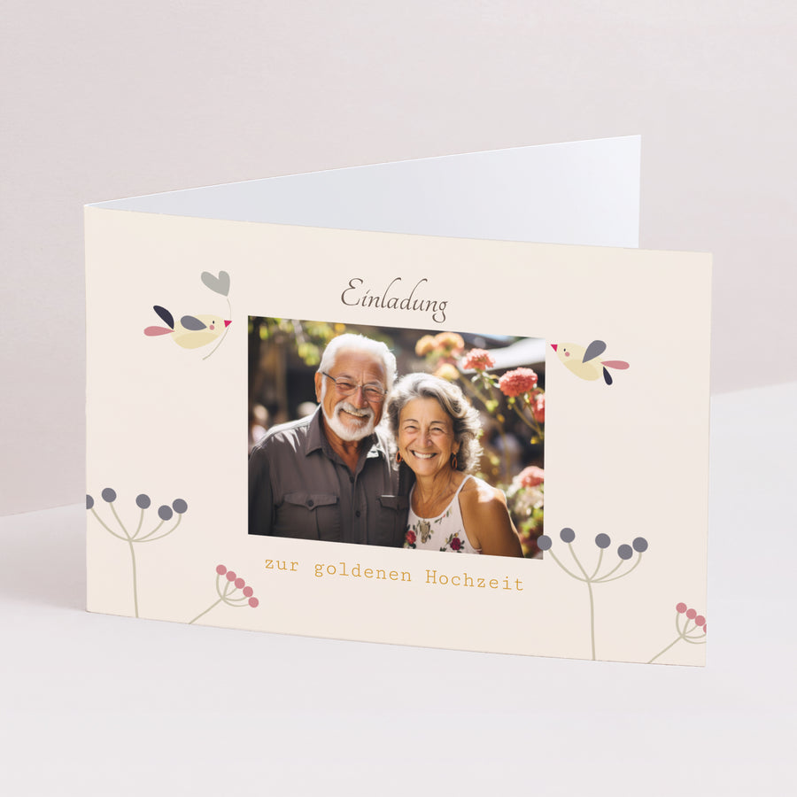Beilegekarte Hochzeitstag Doppelflügel-Landschaft Der Liebesflug foto