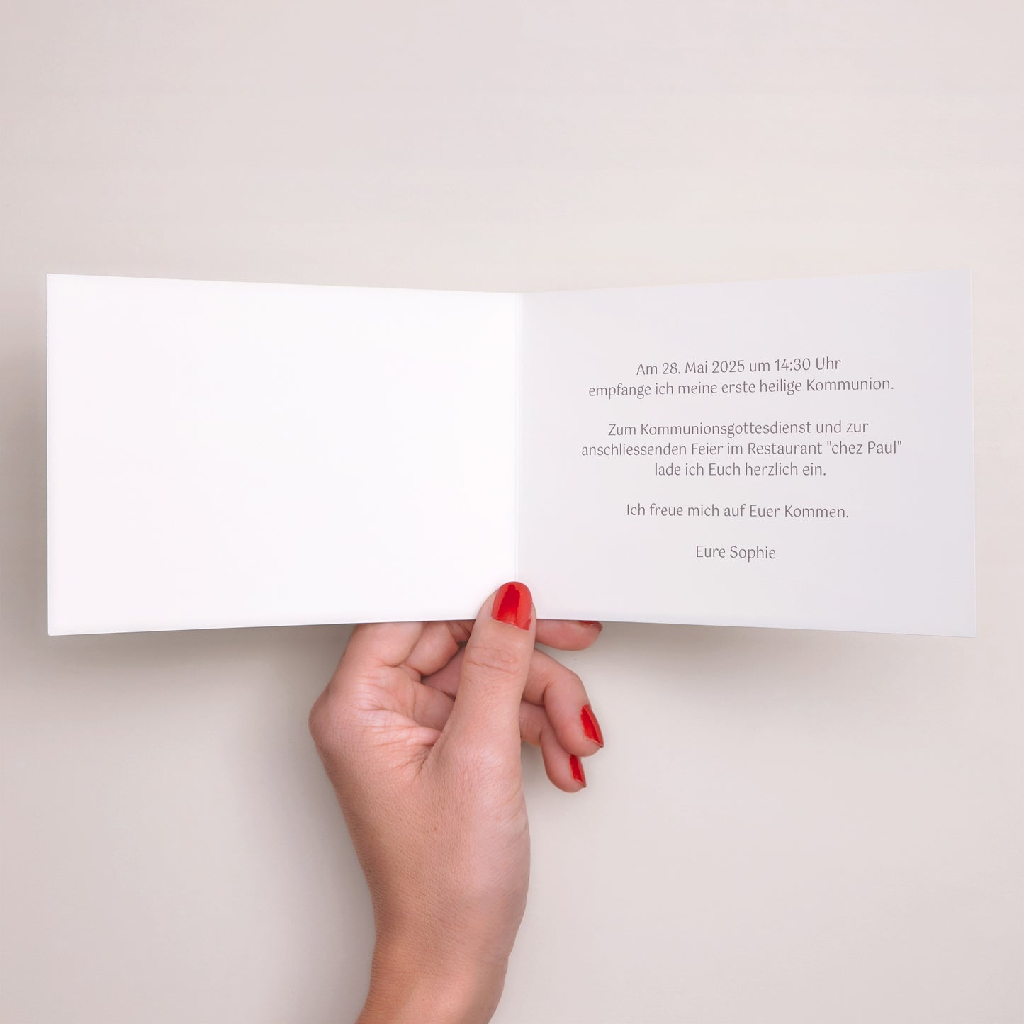 Beilegekarte Kommunion Doppelflügel-Landschaft Blaue Blumen foto N° 2