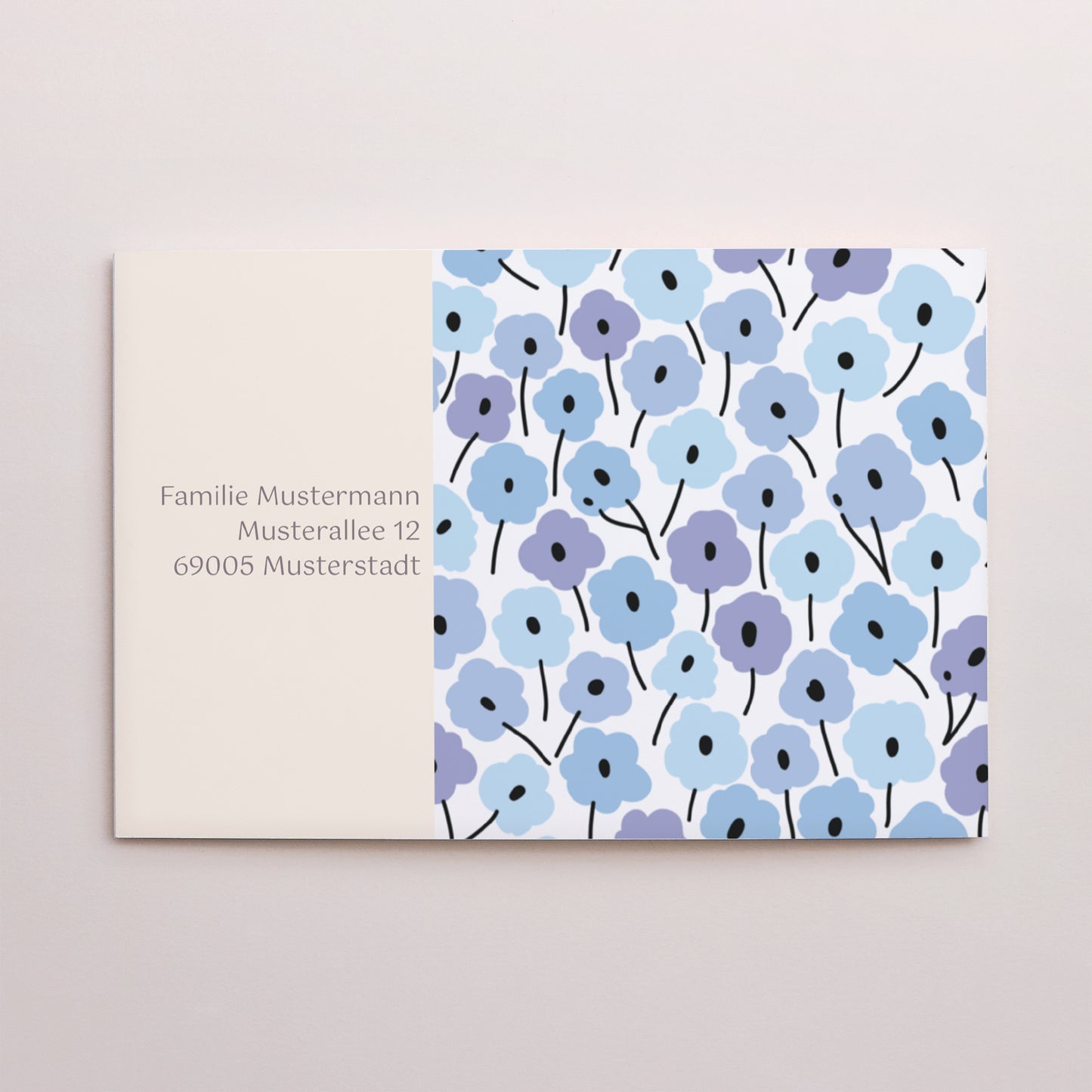 Beilegekarte Kommunion Doppelflügel-Landschaft Blaue Blumen foto N° 3