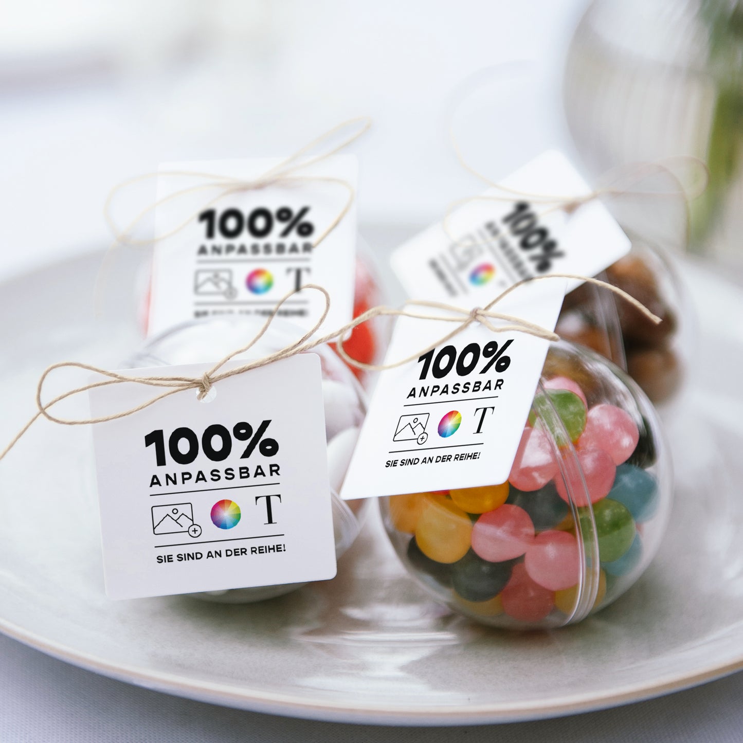 Geschenkbox Taufe Kugel mit quadratischem Etikett Do It Yourself II foto N° 2