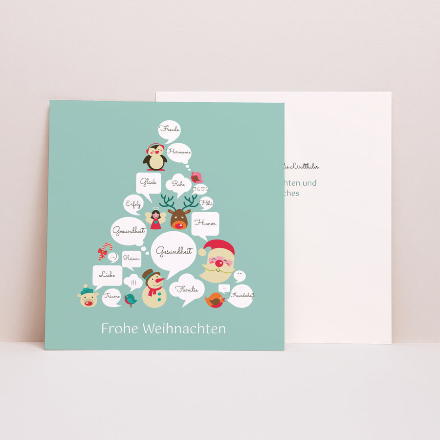Weihnachtskarte Weihnachten Quadrat Blasenbaum foto