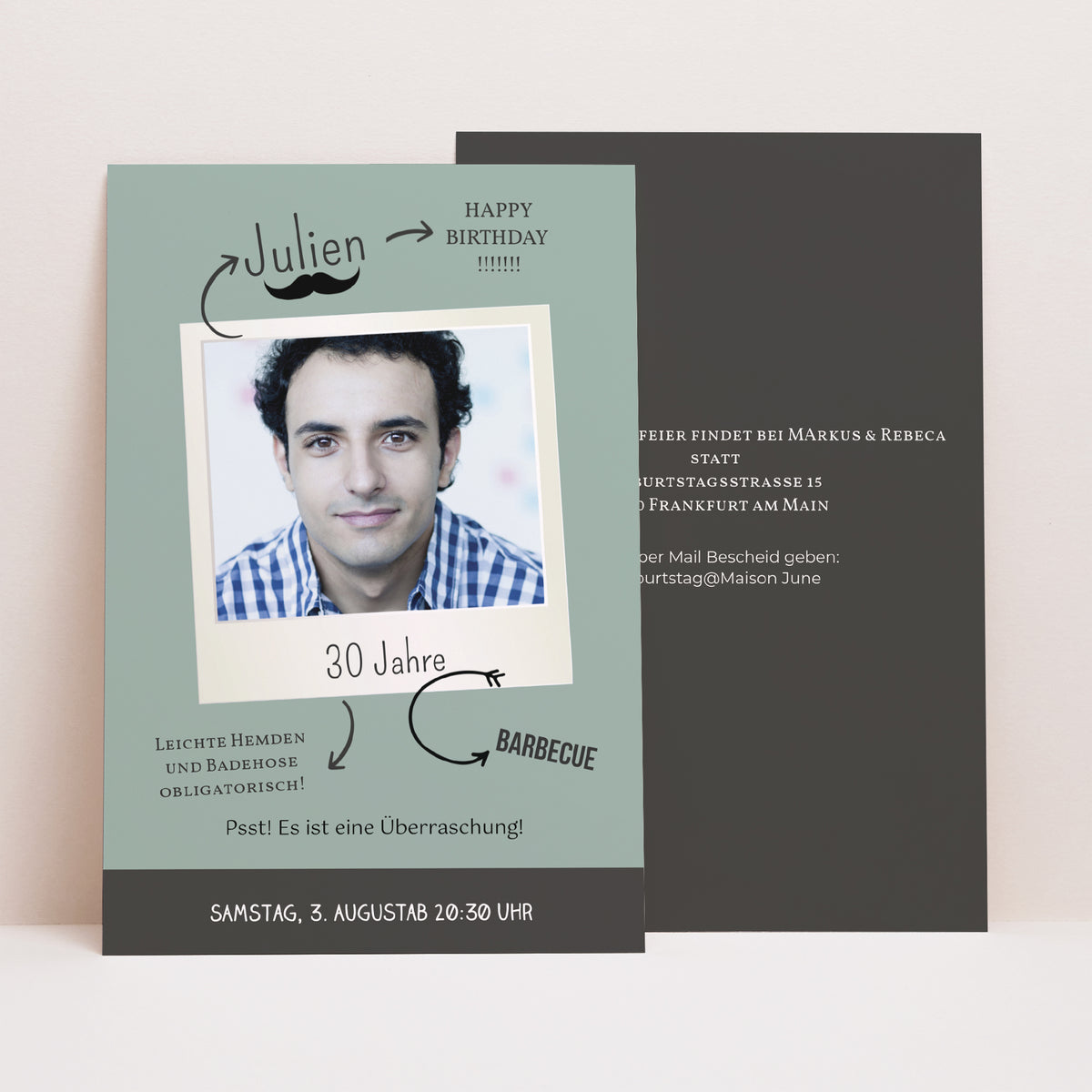 Einladungskarte Geburtstag PortraitPorträt Polaroid-Party foto