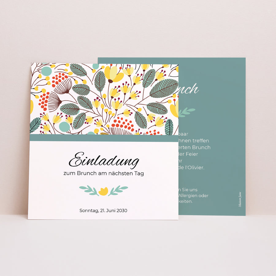 Beilegekarte Hochzeit Quadrat Feldblumen foto