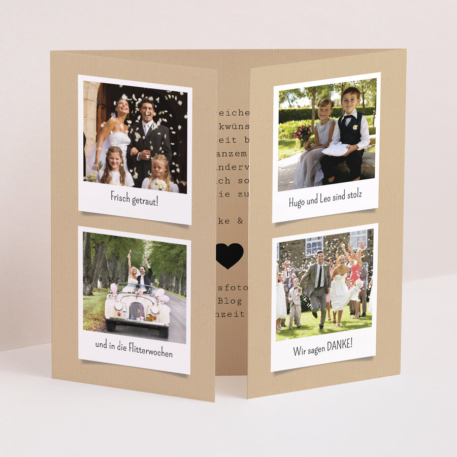 Dankeskarte Hochzeit Triptychon Fensteröffnung Unsere Geschichte foto