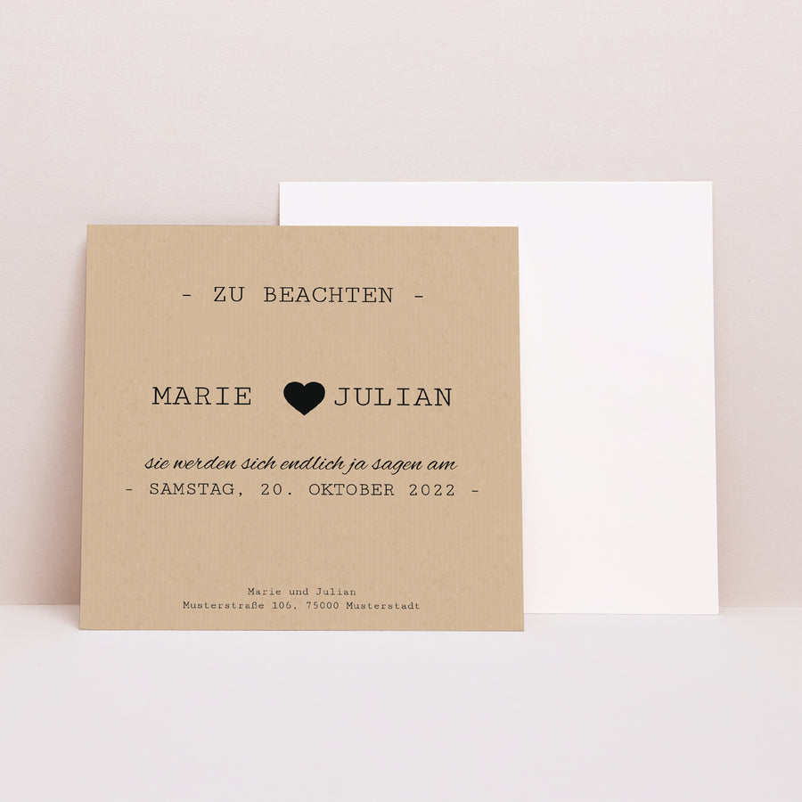 Beilegekarte Hochzeit Quadrat Unsere Geschichte foto