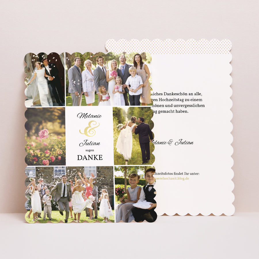 Dankeskarte Hochzeit Porträt, Keksränder De Bon Ton foto