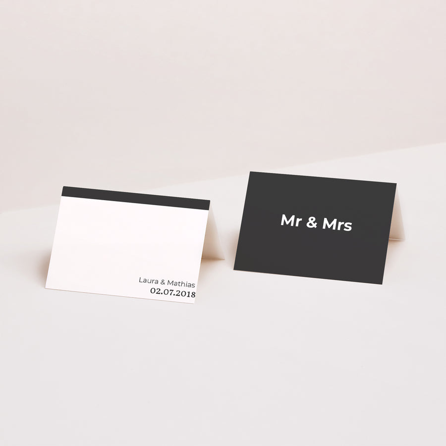 Tischkarten Hochzeit Quer Mr & Mrs foto