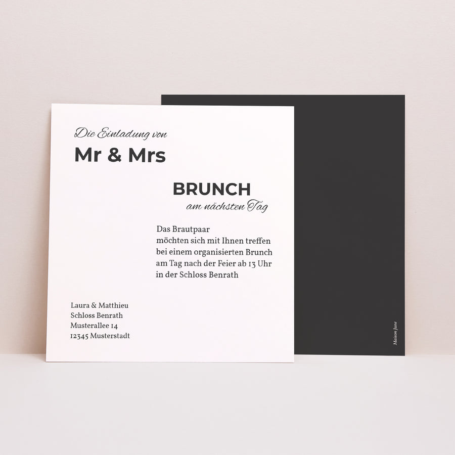 Beilegekarte Hochzeit Quadrat Mr & Mrs foto