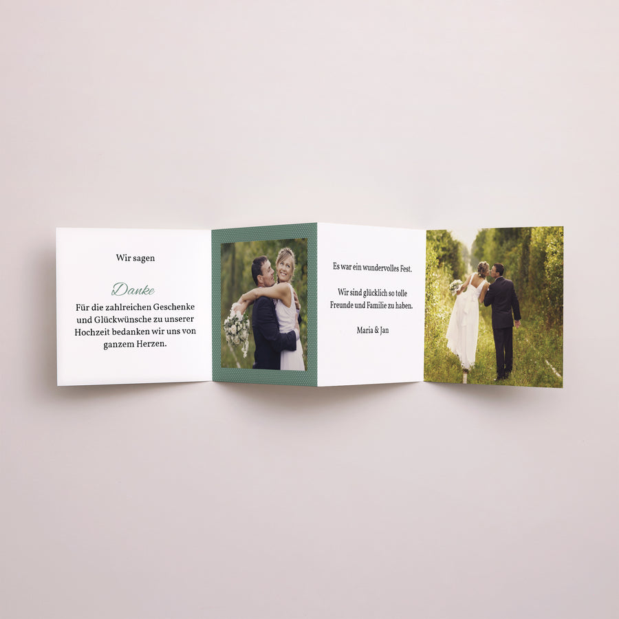 Dankeskarte Hochzeit Akkordeon Diadem foto