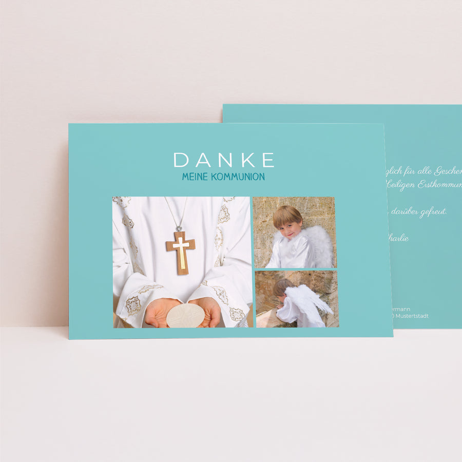 Dankeskarte Kommunion Landschaft Multi-Typo foto