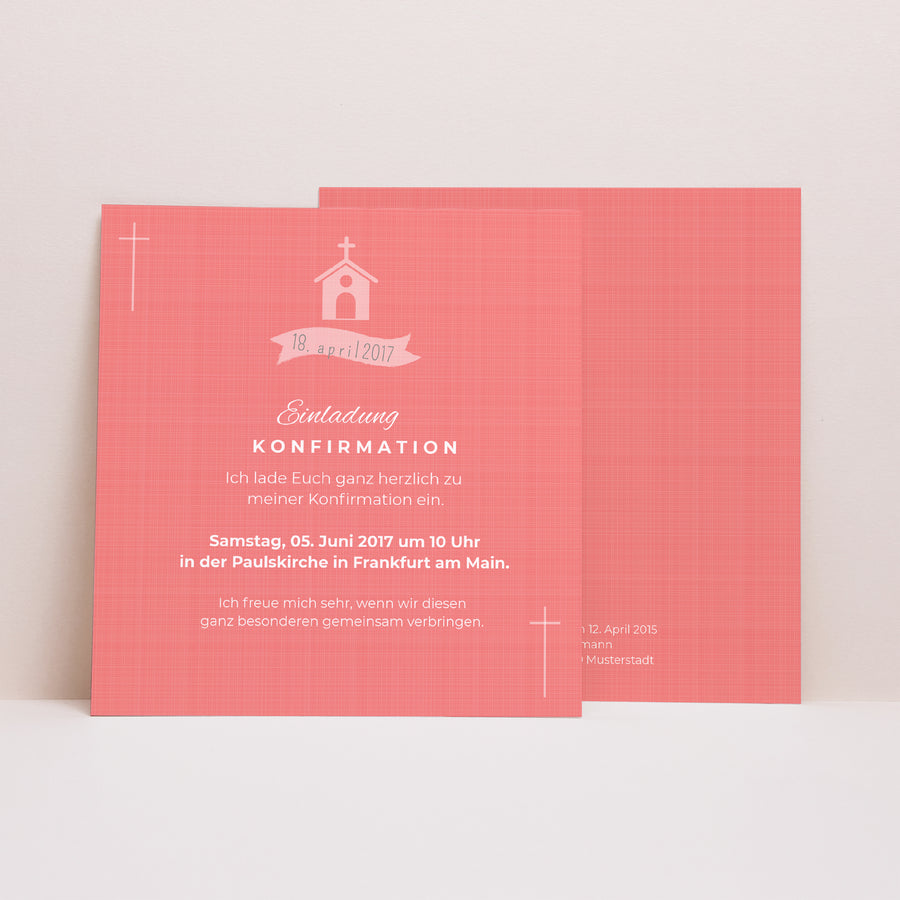 Einladungskarte Konfirmation Quadrat Quo vadis foto