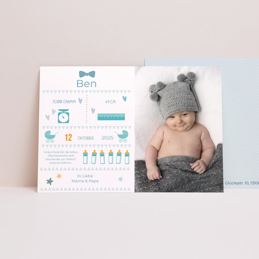 Geburtskarte Landschaft Kleine Piktogramme foto