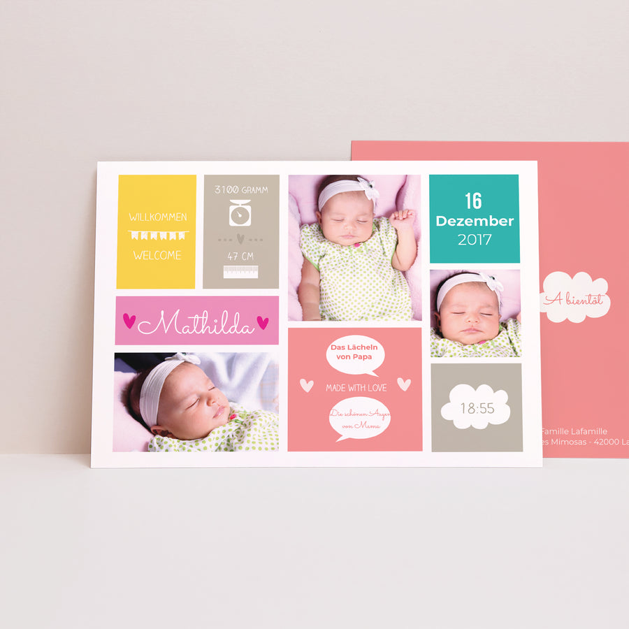 Geburtskarte Landschaft Farbige Blöcke foto