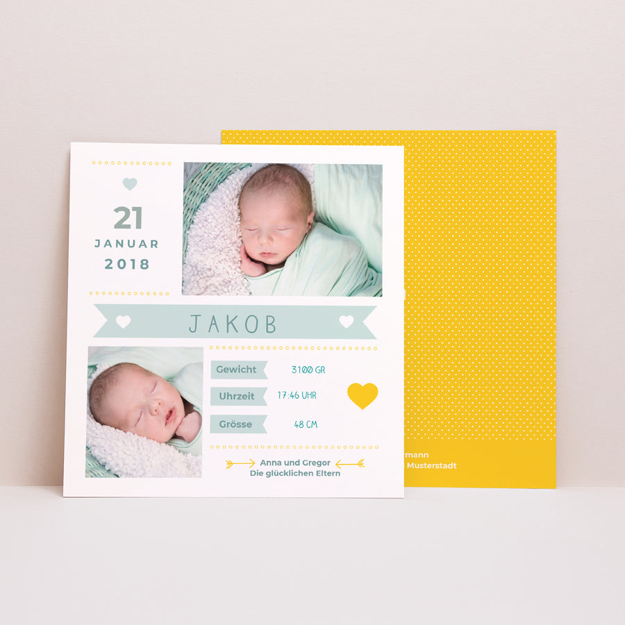 Geburtskarte Quadrat Nachbesprechung foto