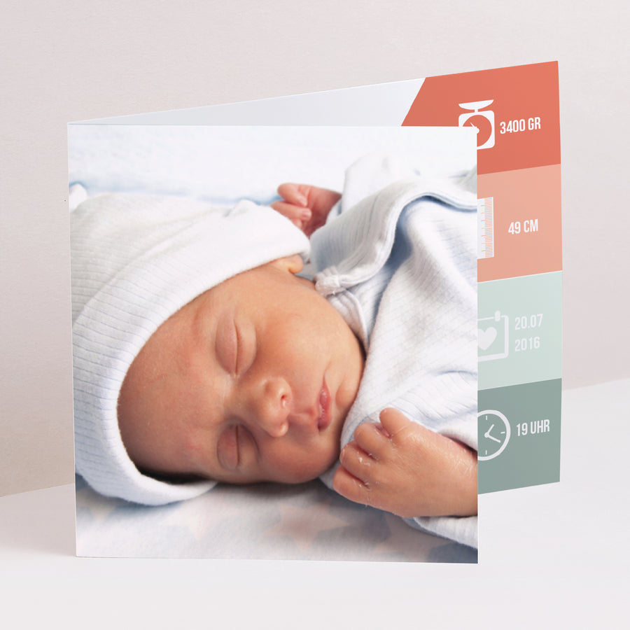 Geburtskarte Asymmetrische Zweiflügeltür Trend Dreiecke foto