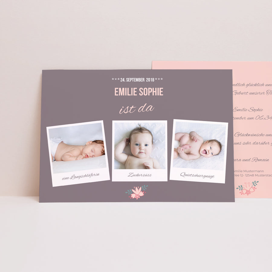 Geburtskarte Landschaft Baby Posen foto