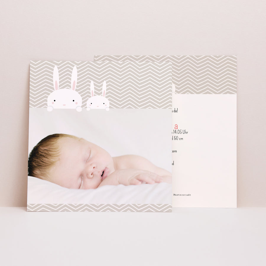 Geburtskarte Quadrat Kaninchen foto