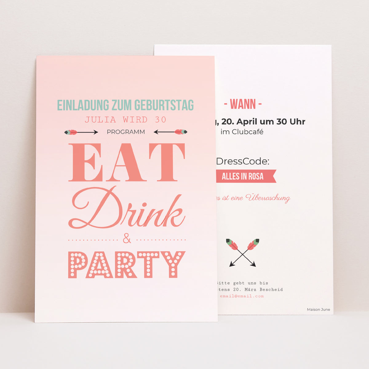 Einladungskarte Geburtstag PortraitPorträt Girly Party! foto