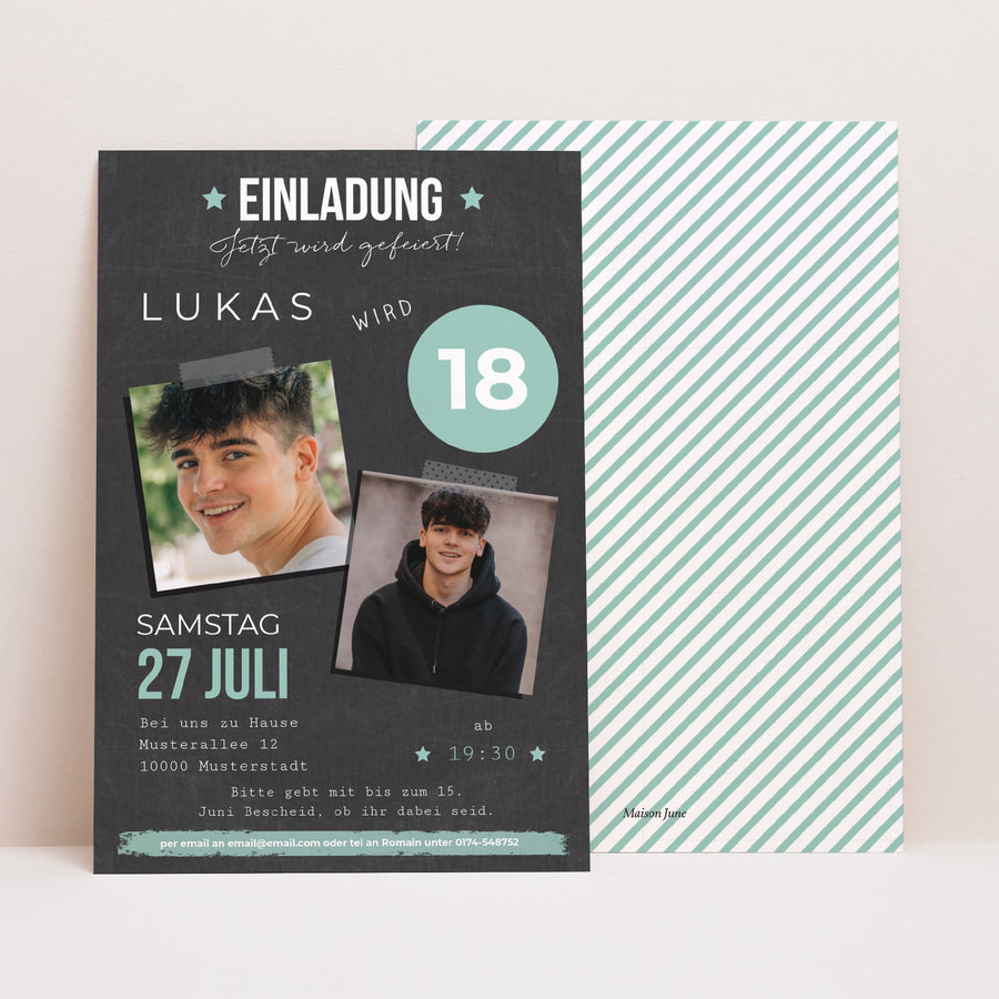 Beilegekarte Geburtstag Erwachsener PortraitPorträt Pop 18 foto