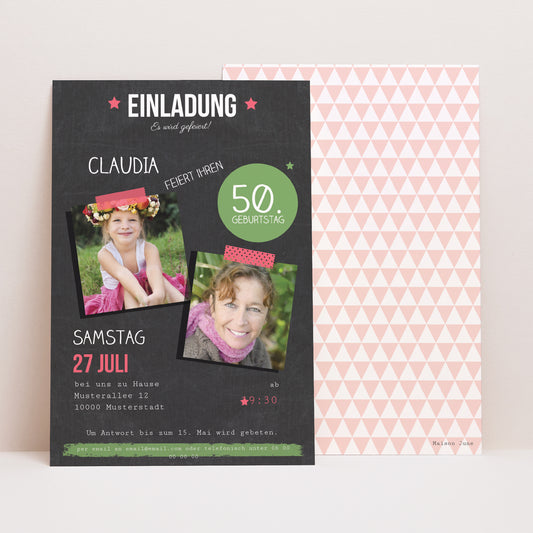 Beilegekarte Geburtstag Erwachsener PortraitPorträt Pop 50 Jahre foto