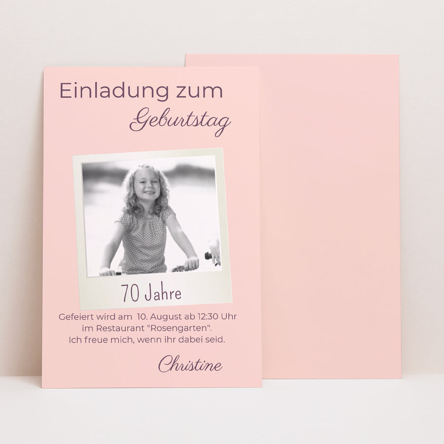 Beilegekarte Geburtstag Erwachsener PortraitPorträt 70 Pola Party foto