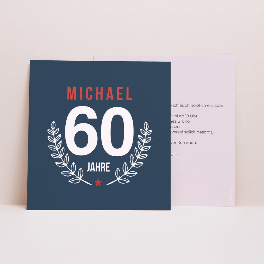 Beilegekarte Geburtstag Erwachsener Quadrat Laurier 60 foto
