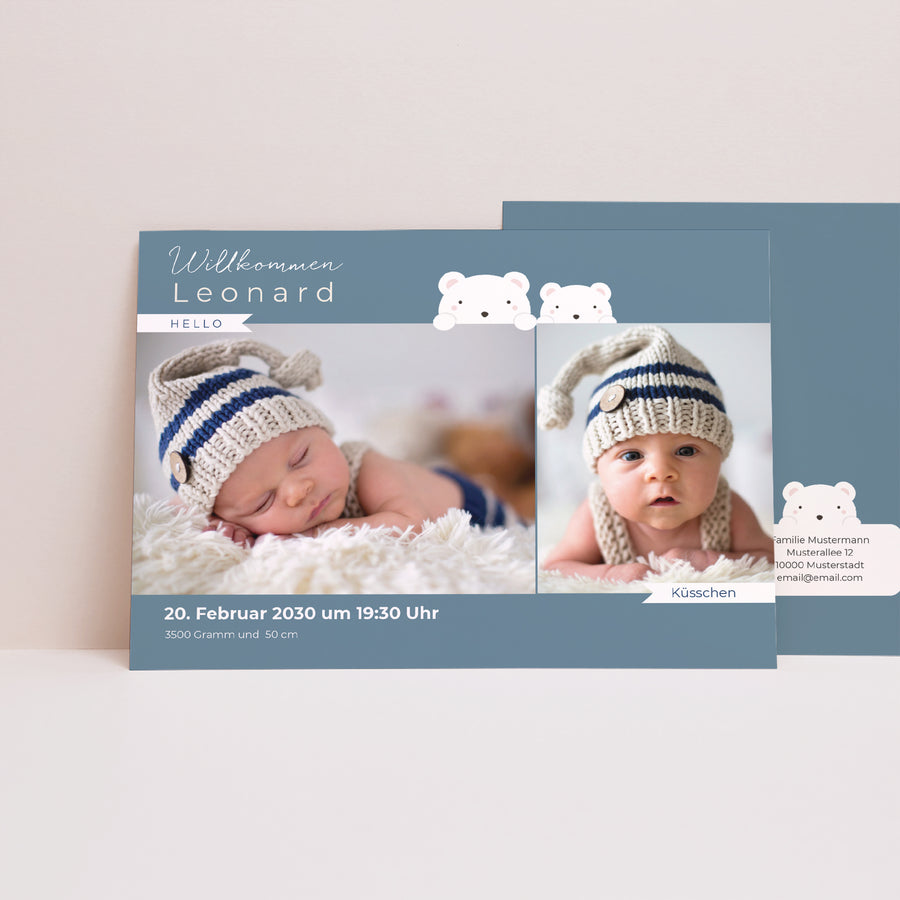 Geburtskarte Landschaft Teddybär Zärtlichkeit foto