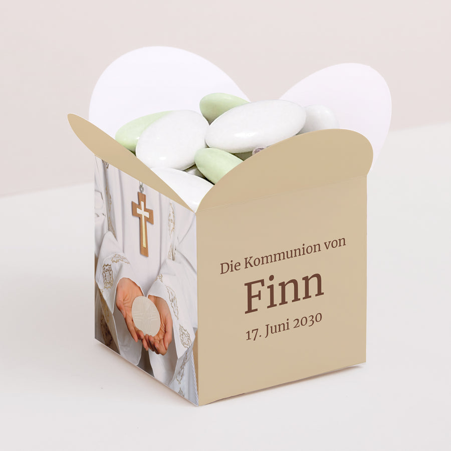 Geschenkbox Kommunion Schmetterlingsöffnung Fromme Bilder foto
