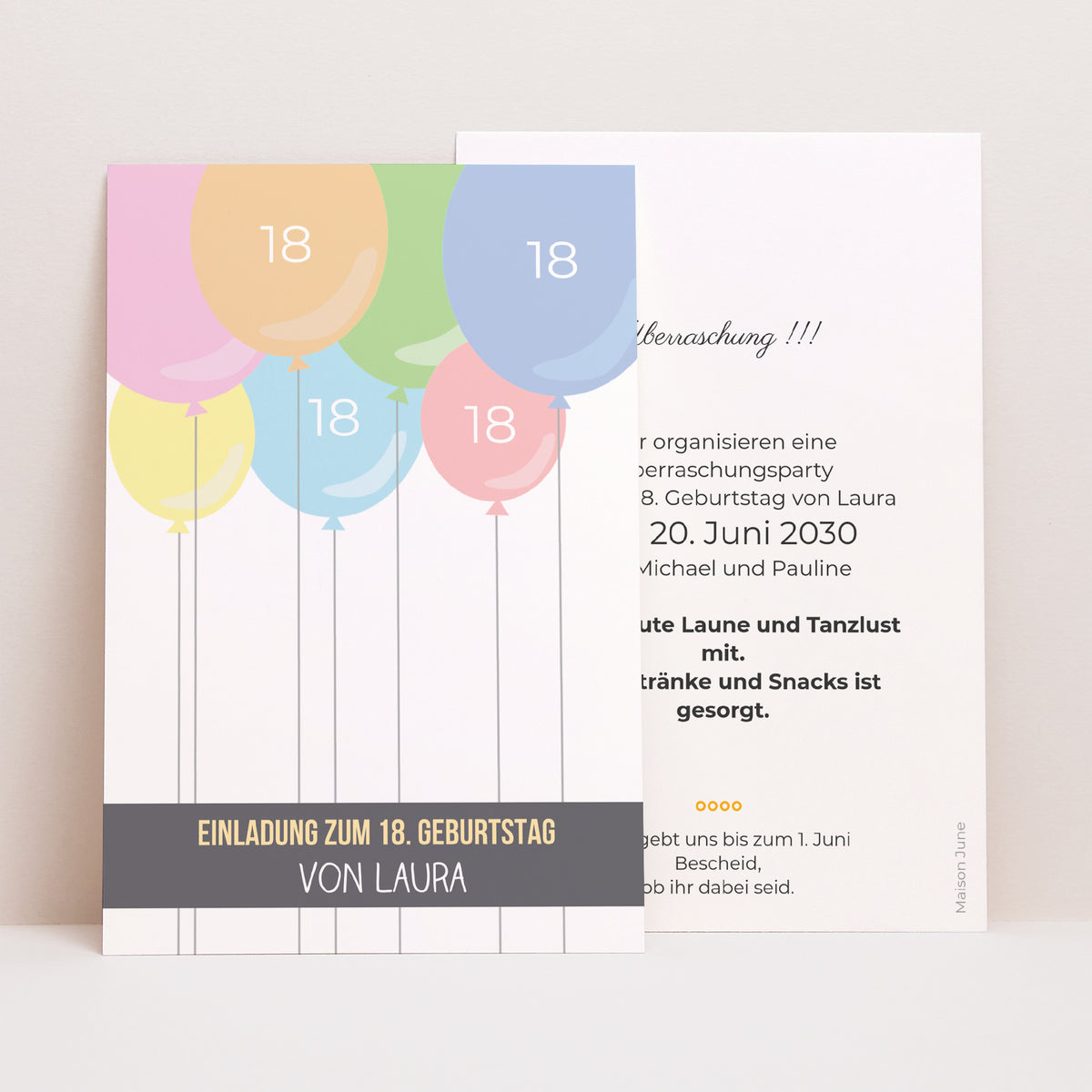 Einladungskarte Geburtstag PortraitPorträt Ballons à gogo foto