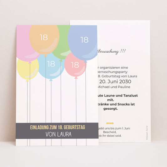 Einladungskarte Geburtstag PortraitPorträt Ballons à gogo foto