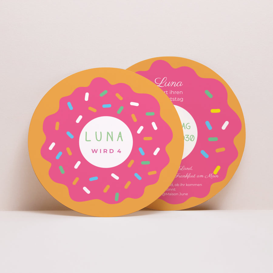 Beilegekarte Kindergeburtstag Rund Donut-Party foto