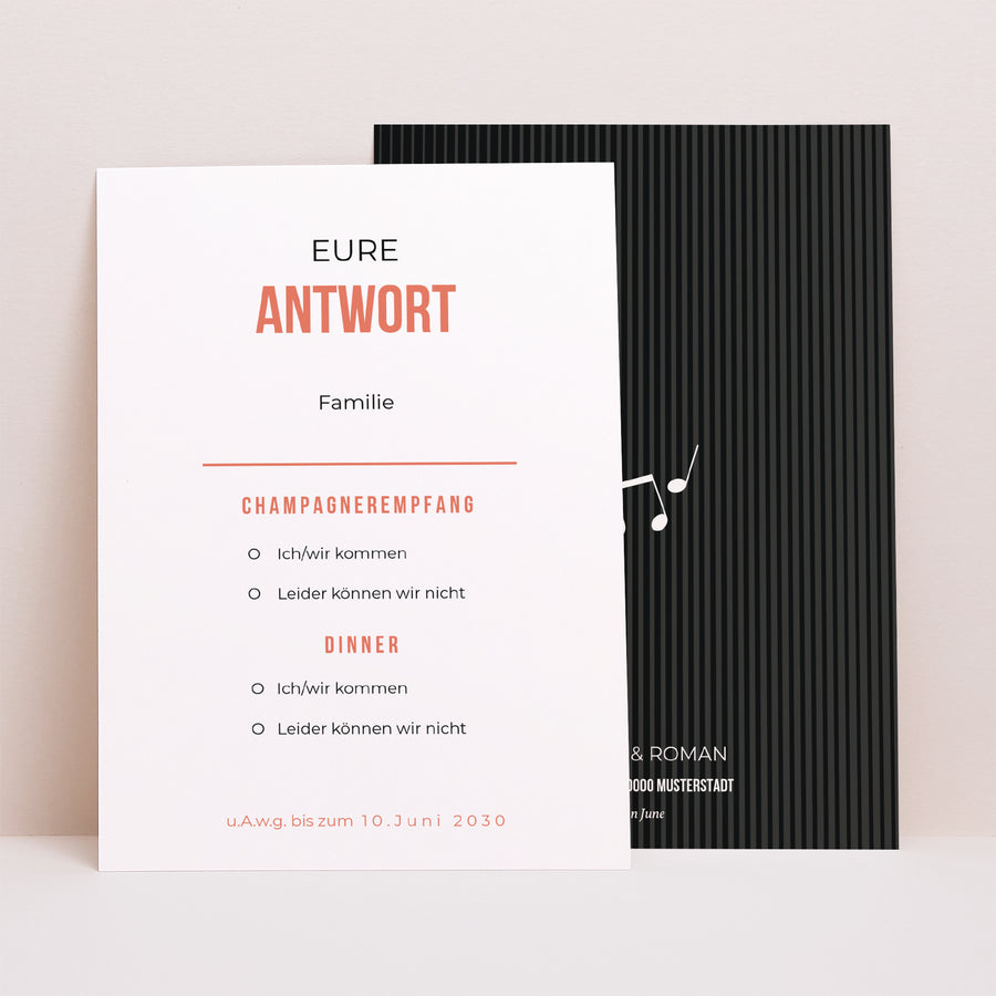 Antwortkarte Hochzeit Porträt Vinyl-Disc foto