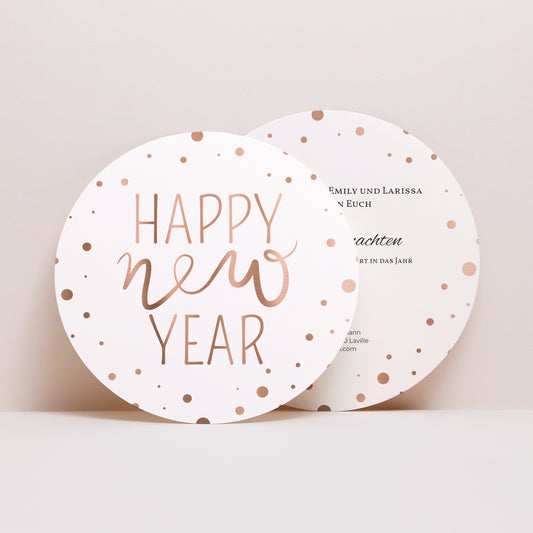 Weihnachtskarte Weihnachten Rund Kupferfarben foto