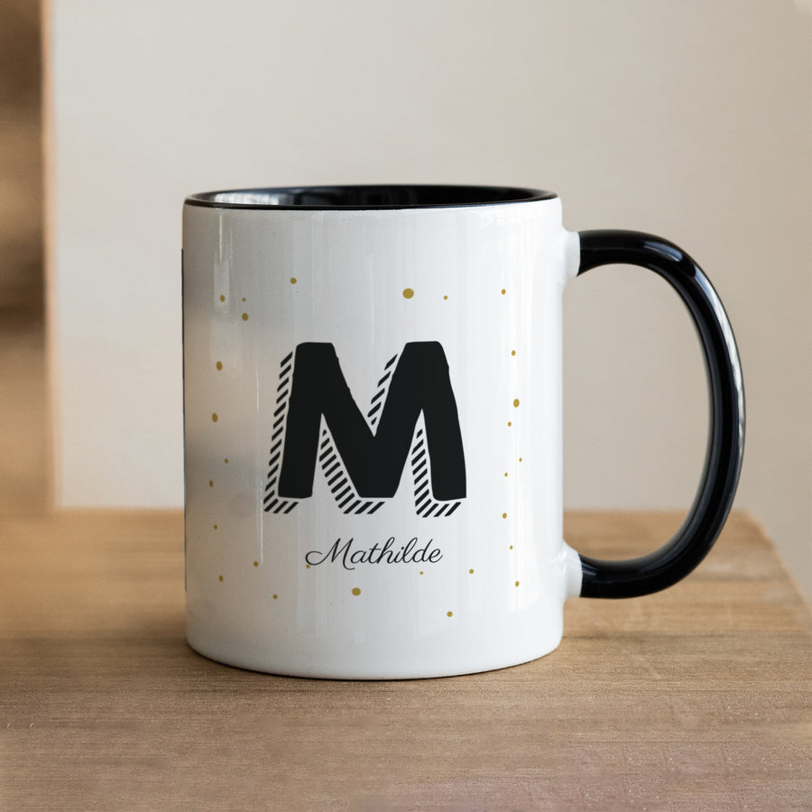 Tasse Objekte Schwarz Initiale + Vorname foto
