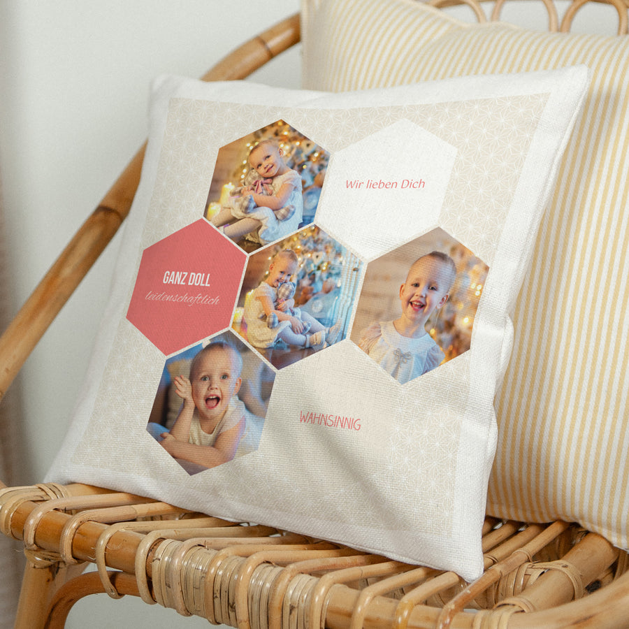 Kissen Objekte Natürliche Beige Hexagonoel foto