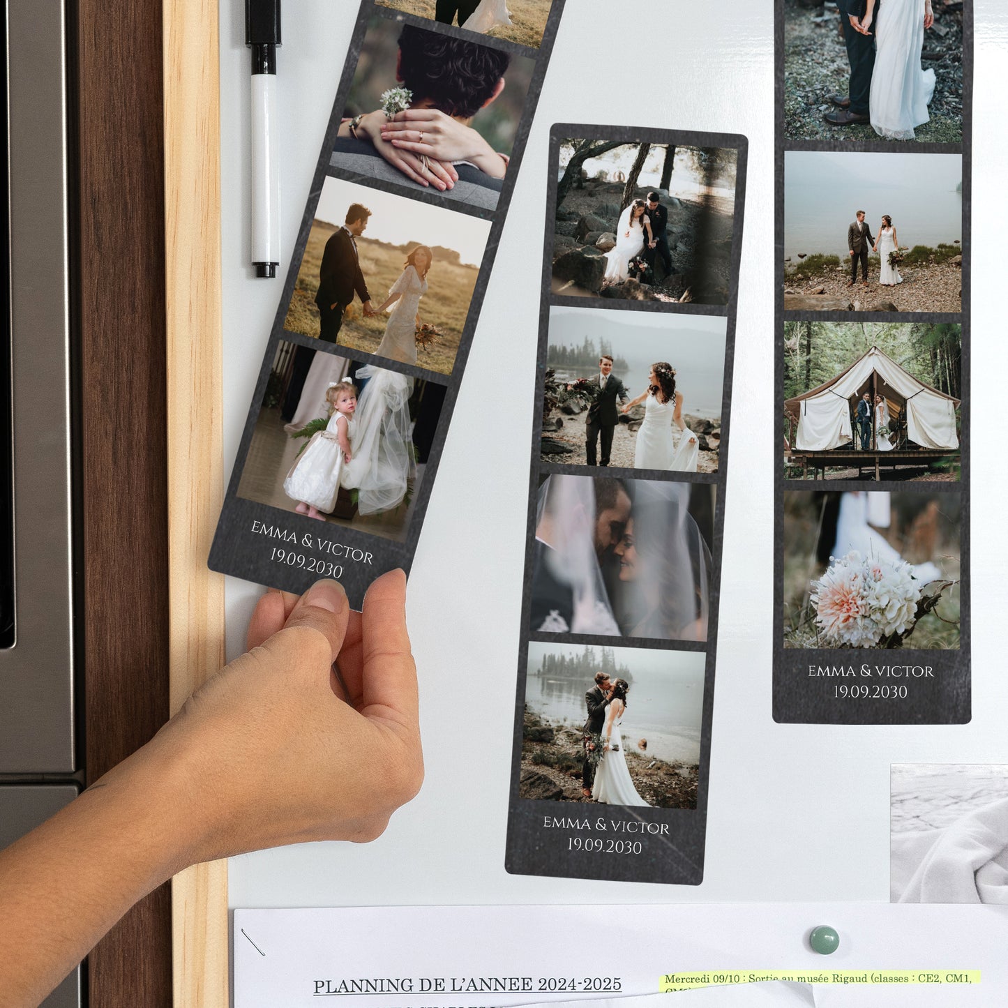 Fotoabzug Foto's Set aus 3, magnetisch Schiefer & Hochzeit foto N° 2