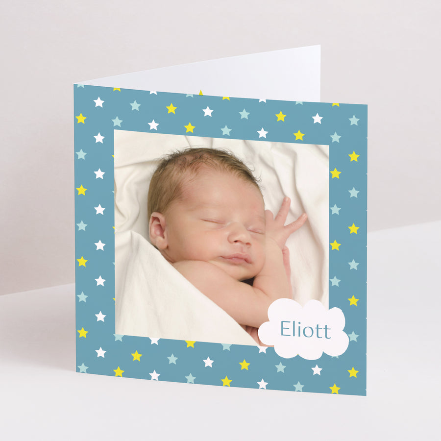 Geburtskarte Doppelflügiges Quadrat Unter einem guten Stern foto