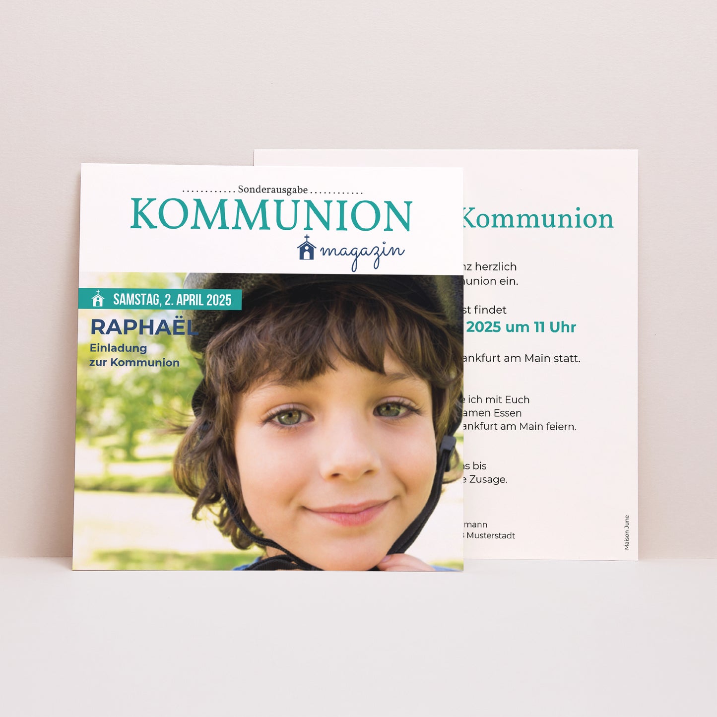 Einladungskarte Kommunion Quadrat Communion Magazine foto N° 1