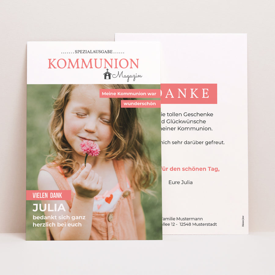 Dankeskarte Kommunion PortraitPorträt Magazin Dankbarkeit foto