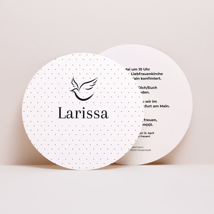 Einladungskarte Konfirmation Rund Schwarze Tasten foto