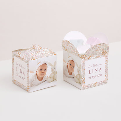 Geschenkbox Taufe Schmetterlingsöffnung Liberty Rose foto N° 1