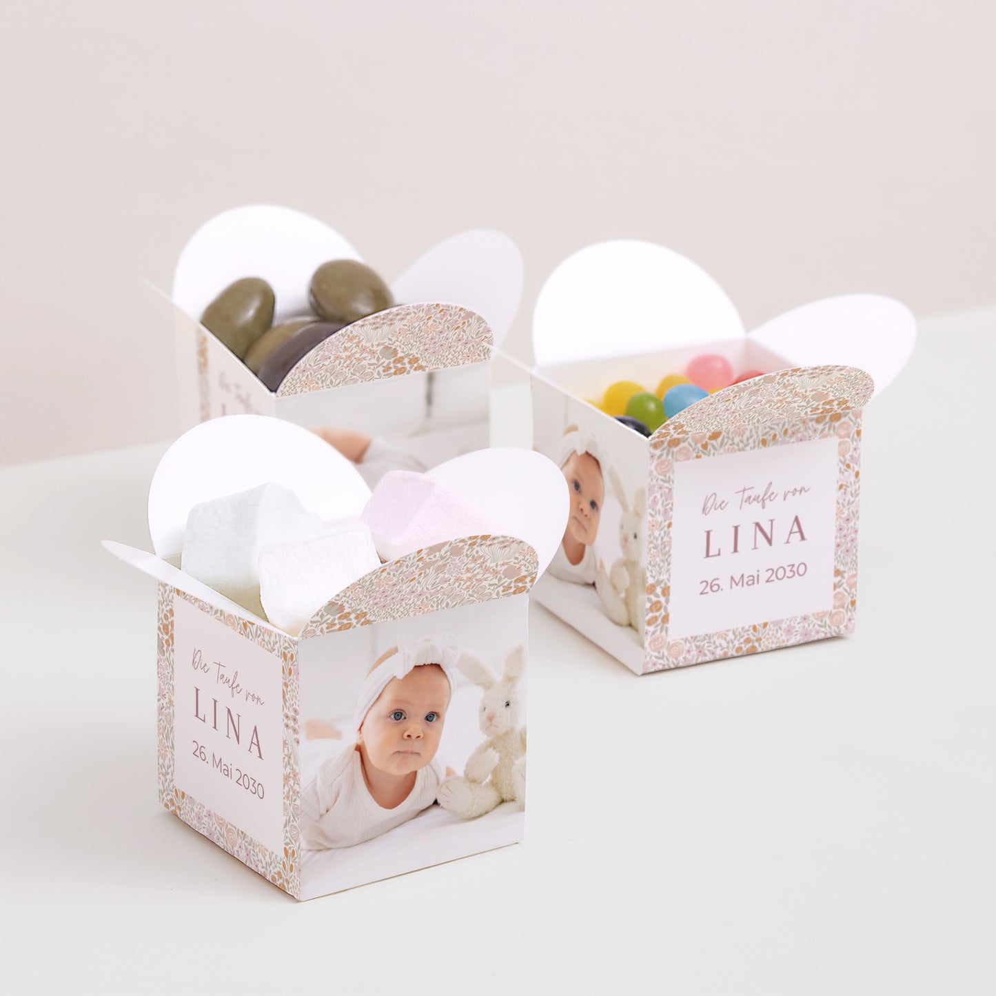 Geschenkbox Taufe Schmetterlingsöffnung Liberty Rose foto N° 2