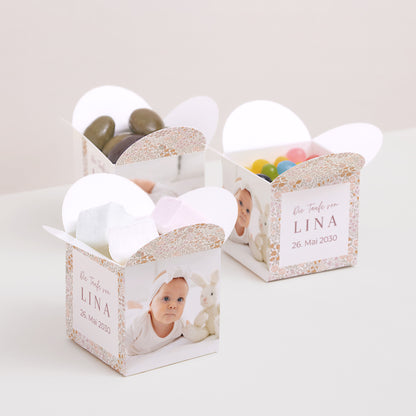 Geschenkbox Taufe Schmetterlingsöffnung Liberty Rose foto N° 2