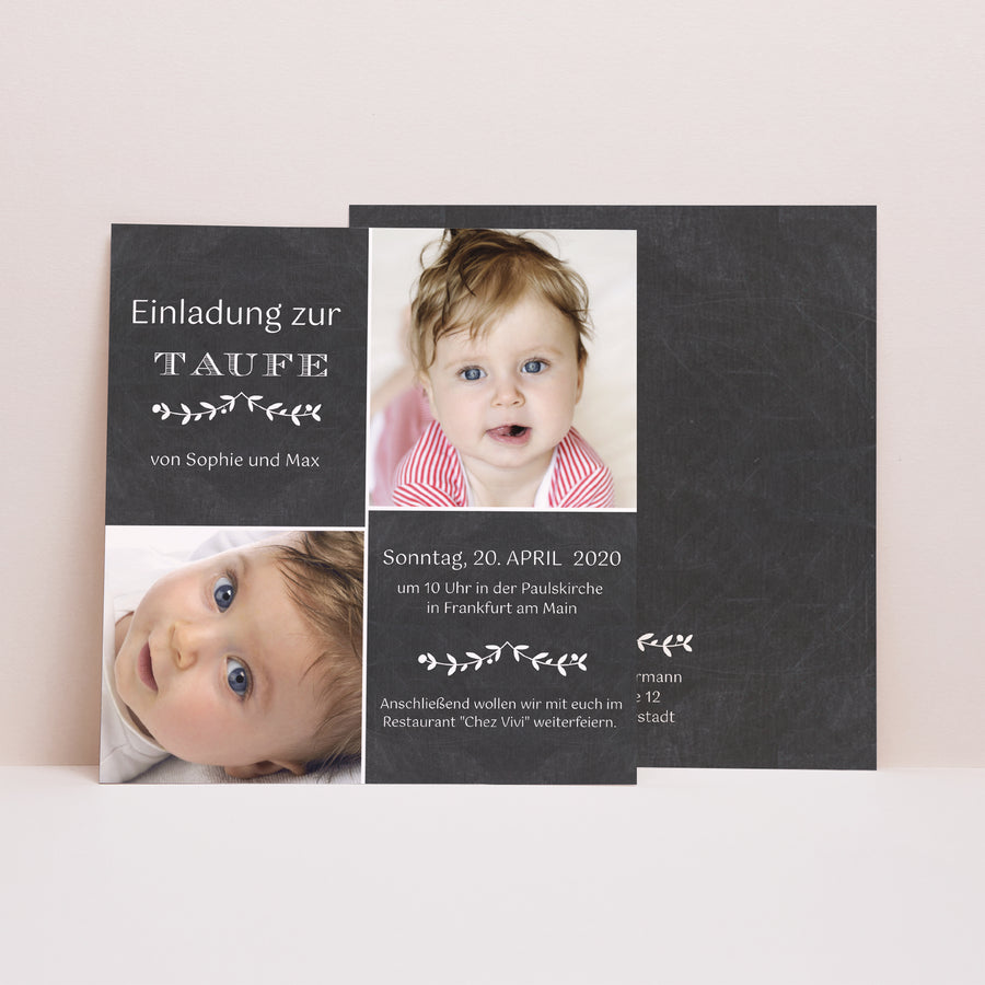 Taufeinladung Quadrat Zu zweit ist es besser foto